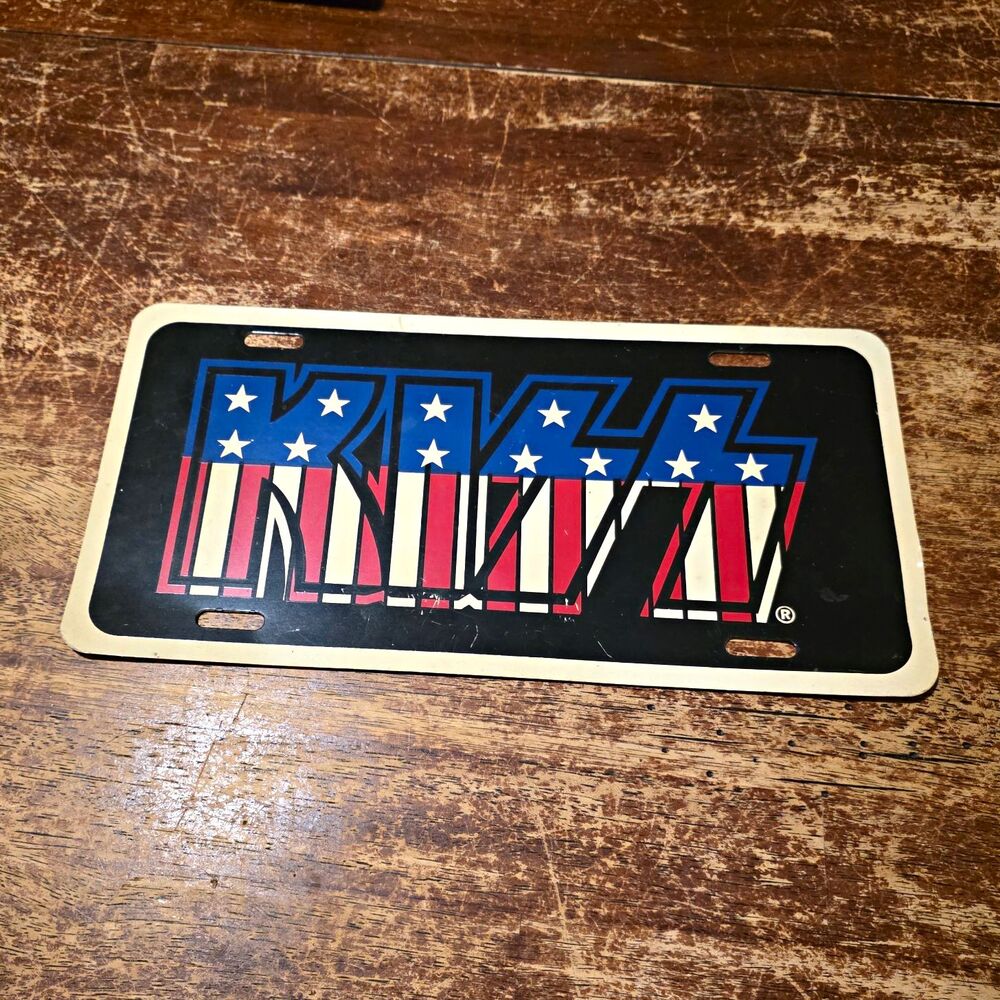 KISS Band Logo Novelty License Plate USA Flag Stars & Stripes